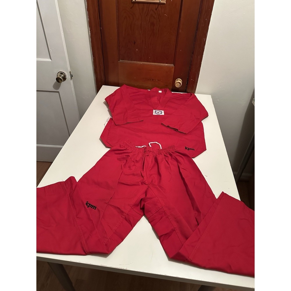 red kpm taekwondo uniform size 1/150